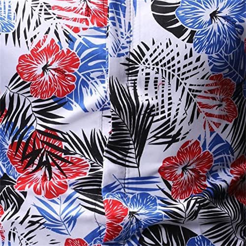 Camisas de verão para homens camisa masculina Manga curta Botão casual Down Floral Impresso Beach Mens Camisas de Chambray Long