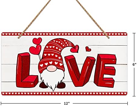 Waahome Red Heart Love Love Day Sign Greath para decoração da porta da frente, decorações da porta dos namorados, 6 x12 Decoração do