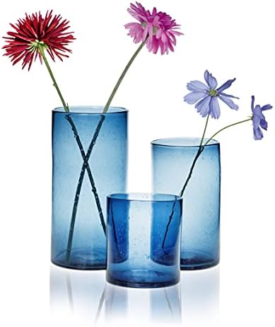 Ariamotion Glass Hurricane Castleds para pilares vasos de cilindros azuis de pilar vasos de decoração de tabela Vasos