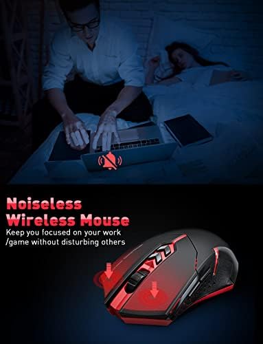 CUDOTE 2.4G USB MOUSE GAMING & OFFICE ratos ， Laptop sem fio Mouse sem fio Mouse 5 DPI ajustável, plug & play para PC, Windows, Mac, Red