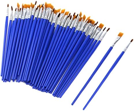 LC LICTOP Binch pincel Set Definir Bincada de Nylon Plástico, azul para acrílico, óleo, aquarela 30pcs planos+30pcs redondo