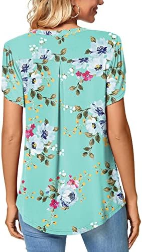 Camisa de blusa de manga curta para meninas adolescentes 2023 V Cotton Cotton Floral Graphic Fit Fit Relaxed Fit Cutelo Casual Casual