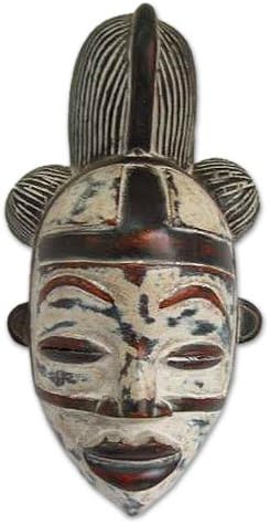 Novica Decorativa Gabão grande máscara de madeira sese, branca, espírito Punu '