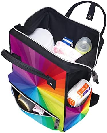Mochila de viagem Guerotkr, mochila de bolsa de fraldas, mochila de fraldas, padrão colorido de listras de arte