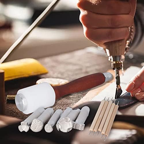 Ferramentas de artesanato de couro, ferramentas de estampagem de couro para fazer ferramentas de couro de madeira martelo