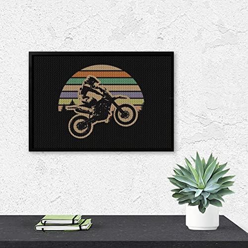 Retro Dirt Bike Motocross Rider Sunset Diamond Kits de pintura de diamante 5D DIY Full Drill Frill Rhinestone Arts Decoração de parede