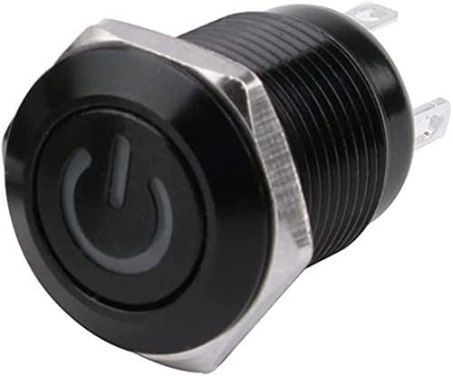 ZLAST 12mm de botão de botão de metal preto oxidado à prova d'água com lâmpada de lâmpada LED Momentary trave PC Power interruptor