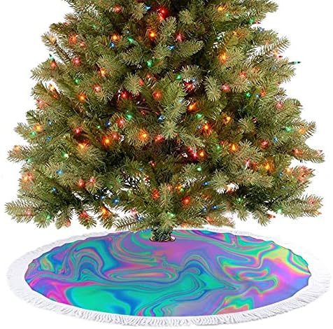 Trepa de árvore da árvore da árvore de árvore de Natal psicodélica com borlas para festa de férias Decoração de natal 48 x48