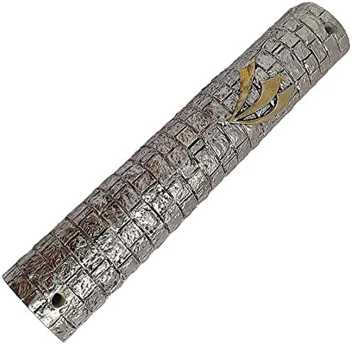Estilo de 6 Jerusalém brilhante Pedra prateada e ouro mezuzah mezuza de Israel precisa de 12 cm de rolagem