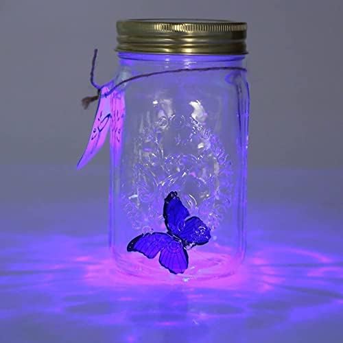 Coleção de borboleta em uma jarra, jarra de borboleta que se move, luz de vidro romântico LED Borboleta animada em uma decoração de