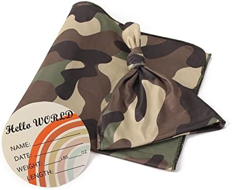 Cobertor de Swaddle de Bayceen para recém -nascidos Baby Boy Swaddle and Hat Set Receber Blanket 35 x 35 polegadas, Swaddle de estampa