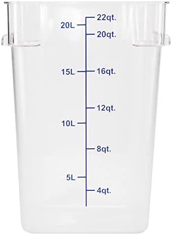 MET Lux 22 Quart Brine Bucket, 1 recipiente quadrado de marinação-com marcadores de volume, alças embutidas, Balde