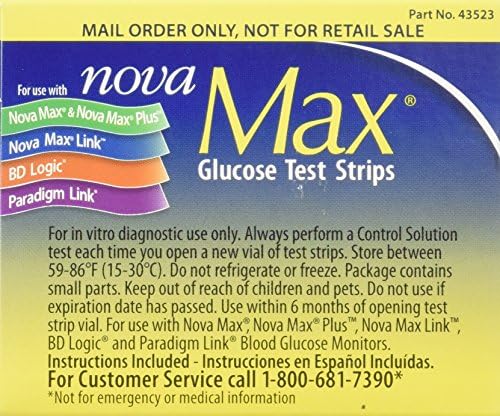 Tiras de teste de glicose de Nova Max - 50 ct.