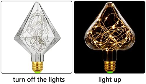 Lâmpadas Xianfei Edison, 4 pacote, lâmpadas de fadas LED não minúsculas, lâmpadas de 1,5 Watt Edison, Base média