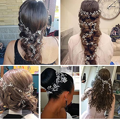 Acessórios para cabelos de noiva Hnybee, incluindo 1 pente de cabelo de casamento, 3 peças de cabelo na noiva, 1 pérola extra