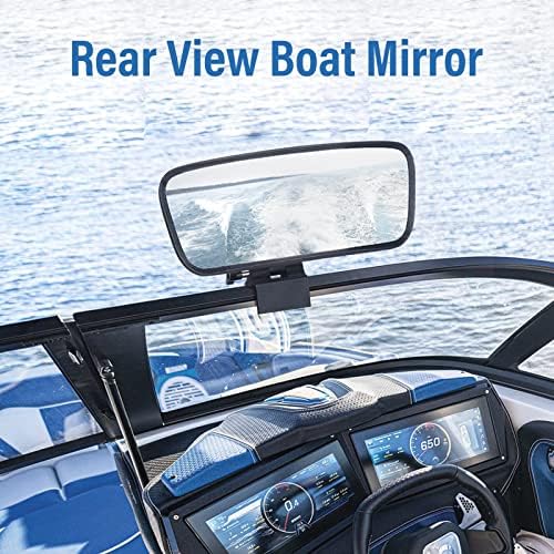 Mirror de Ancedura para o barco 78 sq. No espelho de barco espelho de esqui de vista para o barco para o barco se encaixa nas leis do Alabama, espelho marinho convexo para esportes aquáticos com 2 almofadas de borracha para 0,38 ''-1,25 '