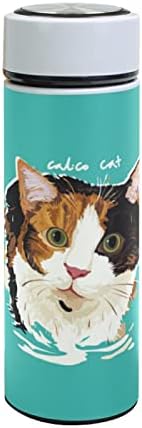 Garrafa de água de pintura de gato de gato - aço inoxidável e isolado a vácuo - boca larga