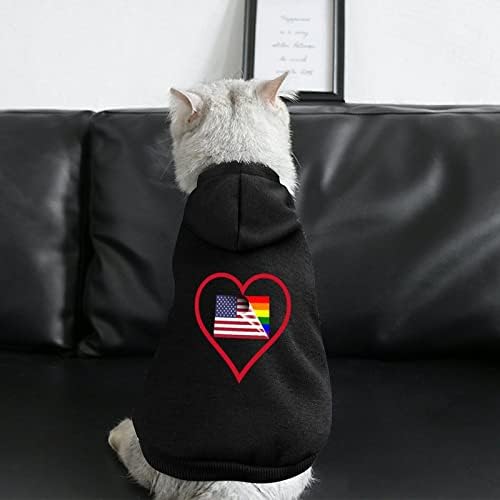 Eu amo o arco -íris americano Red Heart Pet Hoodies