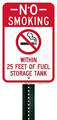 SmartSign “Não fumar a 25 pés de sinal de tanque de armazenamento de combustível” | 12 x 18 3m de alumínio refletivo de