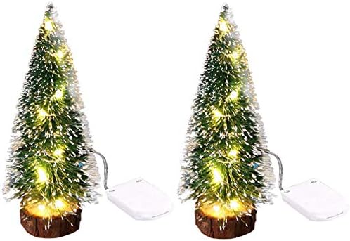 Artstore 2pcs Trevores de Natal de mesa com luzes de corda LED, mini -Natal artificial Pinunchas de pinheiro árvores Prelit Lights Decor de bancada para Natal, inverno, férias, casa e escritório