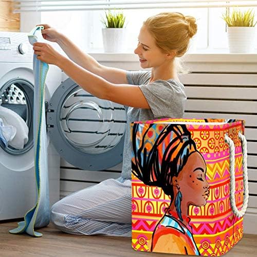 Unicey African Mulher Grande Lavanderia cesto cesto de armazenamento dobrável para o quarto berçário de bebê