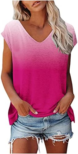 Tops de pescoço da tripulação para garotas adolescentes outono verão curto 3/4 Batwing Sleeve Gradient Bloups Women