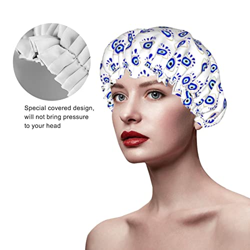 Mulheres reutilizáveis ​​Hainha esticada Capéu de cabelo turco Protacto maligno e mal camadas dupla camada impermeável touca