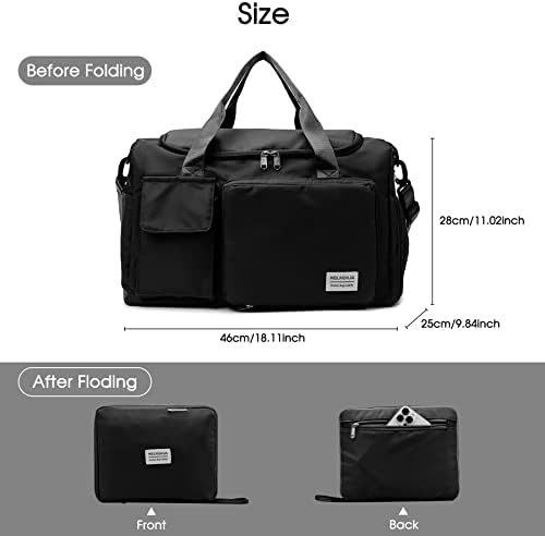 Bolsa de mochila de viagem dobrável grande com compartimento de sapatos, bolsa de ginástica esportiva com bolso molhado, carrega sacos de hospital para mão