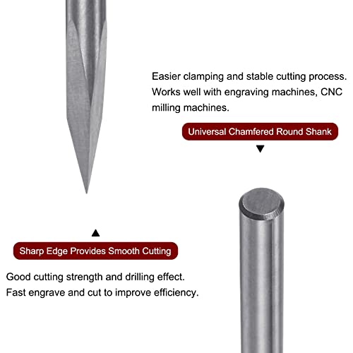 Harfington Gravura CNC Bit 1/8 3,175mm hastes 0,2 mm Dica de 25 graus Carboneto sólido 3 flautas para madeira acrílica PVC MDF Plástico