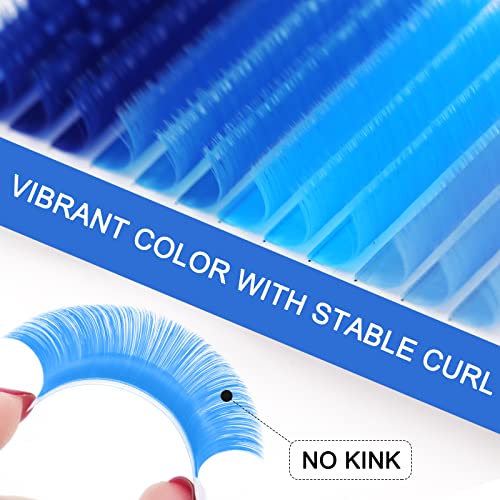 Extensões de cílios coloridos 0,07 c 14mm ombre cílios de cílios azuis Extensões de cílios fáceis de volume do ventilador C/D