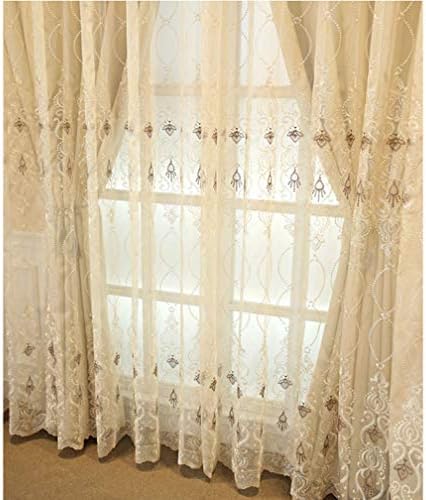 Cortina de blackout camada dupla com bordado de renda cortina de voz pura, cortinas de ilhóas para crianças da sala de estar