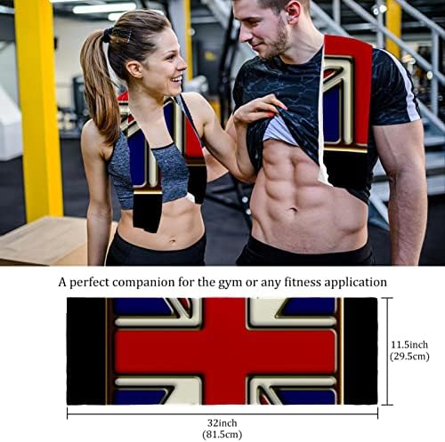 Guerotkr 2 PCs, toalhas de ioga, toalhas de ginástica, toalhas de suor para academia, toalhas de treino, padrão de bandeira britânica