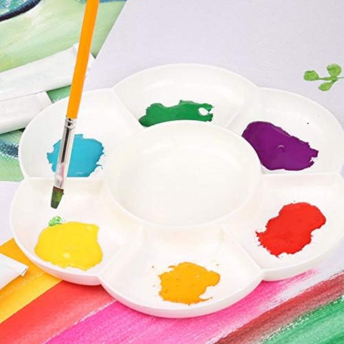 7 buracos paletas Bandeja de pintura de arte plástica branca bandeja Ellipse Ellipse Paleta de pintura em aquarela de óleo em forma de ameixa