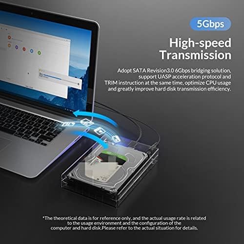 Sdfgh Transparent 3.5 '' Gabinete em disco rígido para 2,5/3,5 '' SSD HDD Caixa de disco rígido SATA para USB3.0 HDD