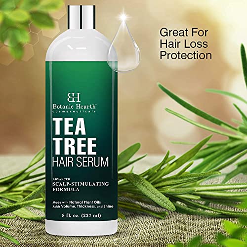 Botânico Hearth Biotin Hair Serum e Tea Tree Tree Hair Pacote de soro - nutre e hidrata cabelos secos e danificados, para homens e mulheres - para cabelos macios, fortes e lisos