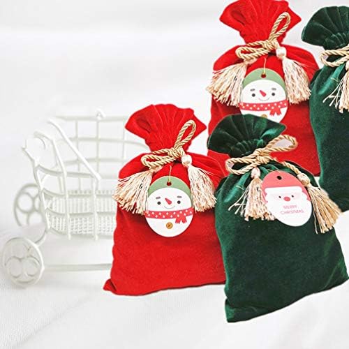AMOSFUN 2PCS Christmas Velvet Saco de cordão de gola de doces Bolsa de doces Bolsa de joias de joias de jóias para festa