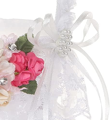 Xjjzs cesto de flores de armazenamento branco contêiner cestas de feminino com alça para decoração de festa ornamentos