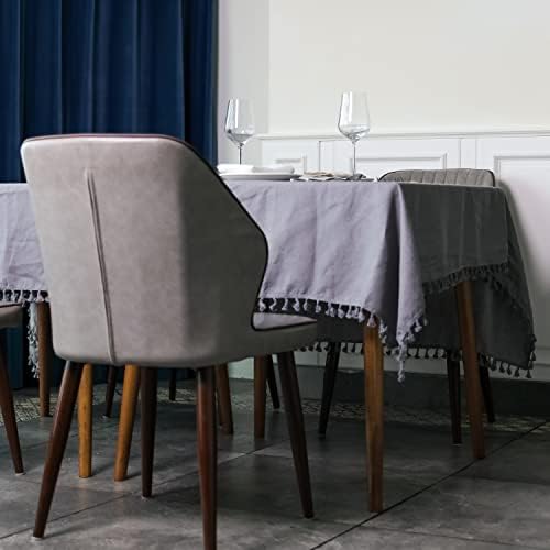 Louthiane Pure Linen Towloth 60x120 polegadas brancas com borla, tampa de mesa lavável para retângulo/mesa oblonga decorativa