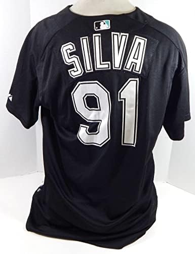 2003-06 Florida Marlins Jesus Silva #91 Game usou Black Jersey BP St XL 367 - Jogo usou camisas MLB