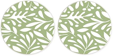 Padrão de folhas Produção verde branco 2,75 x 2,75 montanhas -russas de cerâmica de 2 de 2