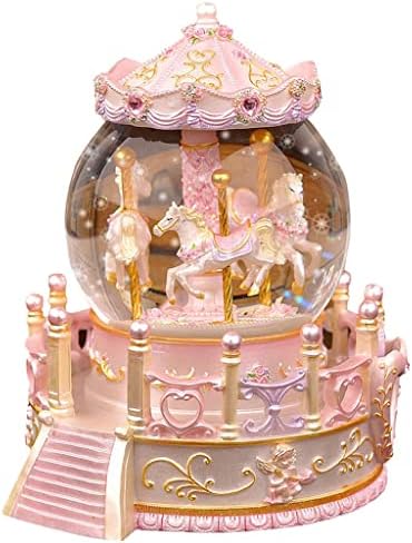 Slynsw Carousel Crystal Ball Princesa Caixa de música Ornamentos Drifting Snow Box Box Girls Annitelhar Gifts Christmas