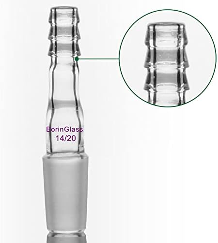 Adaptador de entrada reto de vidro boracorlass com conexão de mangueira de 14/20 e 10 mm