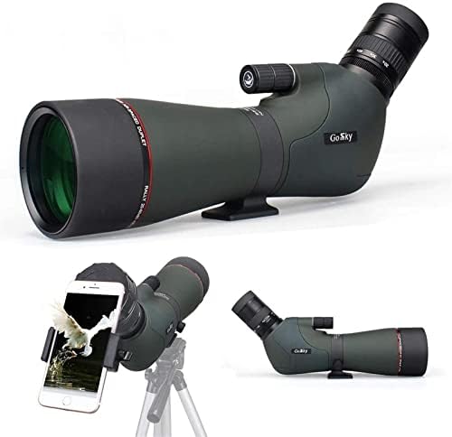 Gosky mais recente 20-60x80 Dual Focusing Spotting Scope - Scopo de zoom de óptica HD à prova d'água com estojo de transporte e adaptador de smartphone para caçar pássaros que observam o cenário de astronomia do tiro