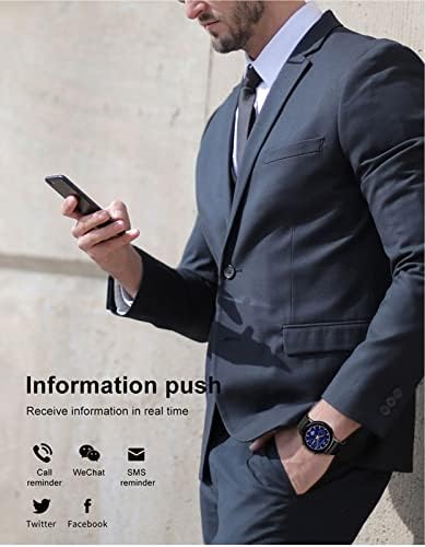 Fitness Tracker Music Control Activity Tracker com tela colorida de 1,3 polegada Relógio inteligente com informação Lembrete controle remoto para tirar fotos contador de calorias para homens, preto