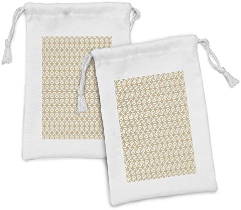 Conjunto de bolsas de tecido abstrato lunarable de 2, linhas onduladas simétricas padrão de cadeia de malha de malha Curvy