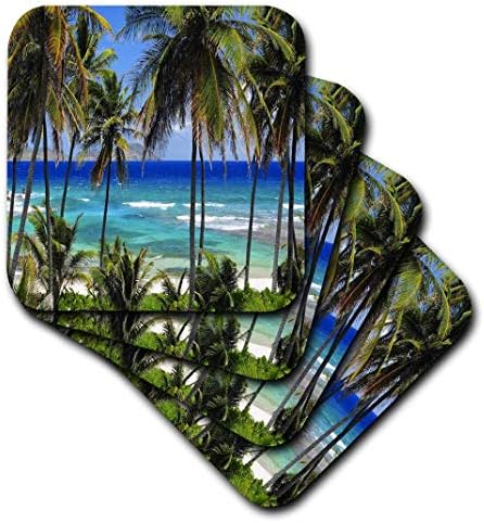 3drose cst_173296_1 cena do dia tropical com palmeiras balançando e vislumbres de montanha -russa mole do oceano azul