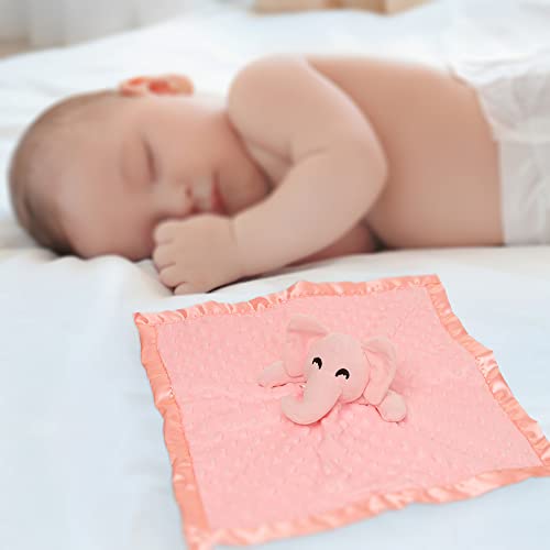 Clanta de segurança de elefante de elefante rosa Baby Baby Elephant Toy Lovie Bobet para meninos e meninas reconfortantes de bebê