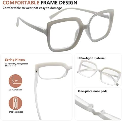 Óculos de leitura para os olhos para mulheres grandes leitores de quadro Óculos de tamanho grande - branco +3,25