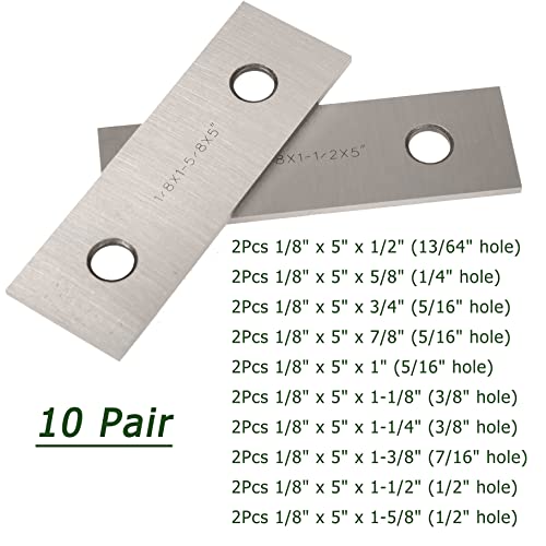 Timunr 10 par 1/8 x 5 conjunto de ferramentas de blocos paralelos de maquinista, 0,0002 paralelismo 1/2 a 1-5/8 Precisão de aço de liga barra paralela correspondente