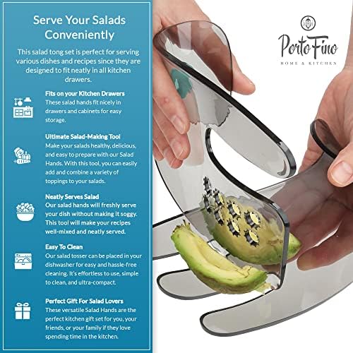 Mãos de salada de Portofino - pinças de salada para servir - Salada Utensílios de Salada - Salada Salada Servidores - Salada Picker Salad Picker - Salada Solas para servir - Mistura de salada Salada Misturantes de salada - Ensalada